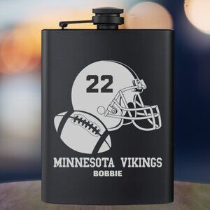 Personalized Sports Football Helmet NFL Minnesota Vikings Black Flask | NFL